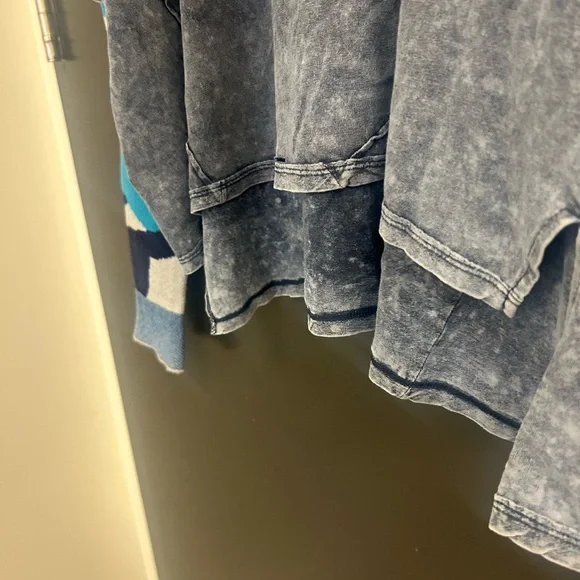 We The Free Gray and Blue Patchwork Top - Picture 4 of 15